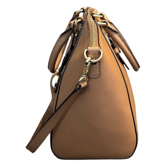 MICHAEL Michael Kors Ciara Purse Satchel Travel Tote Bag Leather Camel Tan Gift - Picture 5 of 7